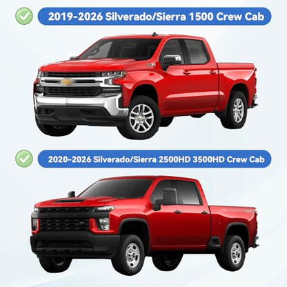Window Visors Rain Guards for 2019-2026 Chevy Silverado/GMC Sierra 1500 Crew Cab, Out-Channel Window Vent Wind Deflectors Visors Shades for 20-26 Silverado/Sierra 2500HD 3500HD Crew Cab - size: 2019-2024 Silverado/Sierra 1500 Crew Cab