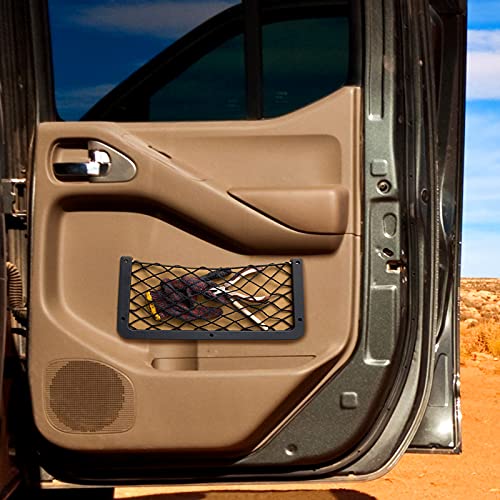 Frienda 4 Pcs Car Storage Net Bag, ABS Plastic Framed Mesh Net Holder, Phone & Cargo Organizer with Screws for Auto, Rv, Boat, Truck Pocket Storage (14 x 7.3 Inch) - size: 14 x 7.3 Inch