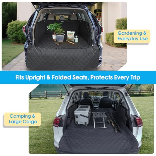 ALLANSING SUV Cargo Liner for Dogs - Heavy-Duty 900D Oxford Waterproof Pet Cargo Protector with 3-Sided Zippered All-Round Protection & TPU Suction Cups, Fits Midsize & Large SUVs and Minivans - size: Large