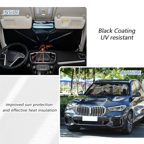 Car Windshield Sun Shade Umbrella Alpaca Foldable Car Umbrella Sunshade Cover for Most Vehicles Keep Vehicle Cool - color: Alpaca