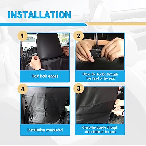 KEVWR 2 Pack Car Kick Mats Back Seat Protector, Seat Back Protector for Vehicles to Protect from Dirt, Mud and Scratches, Fits Most SUVs and Vans, Waterproof Oxford Durable Car Seat Back