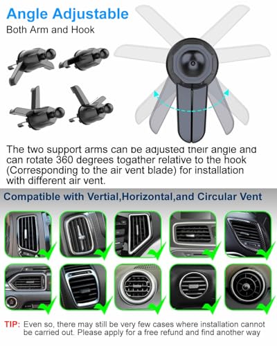 OCEANLOVE Car Air Vent Mount Holder Clip Replacement with Diameter 0.67inch （17mm） Joint Ball Accessories Metal Hook （Clip only,Holder is not Included - color: Black(L)