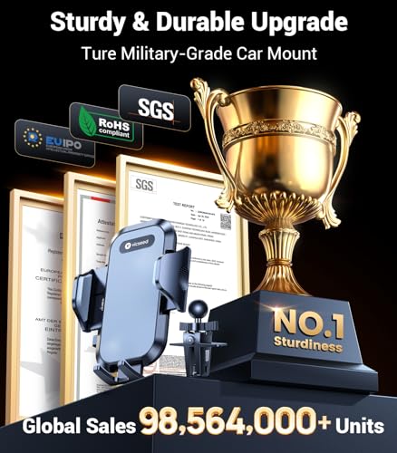 VICSEED Upgrade Ultra Stable Car Phone Holder Mount【Double Lock Metal Clip】 Universal Air Vent Phone Mount,Mobile Cell Phone Holder for Your Car,for iPhone 17 Pro Max 16 and All Phone - color: Black