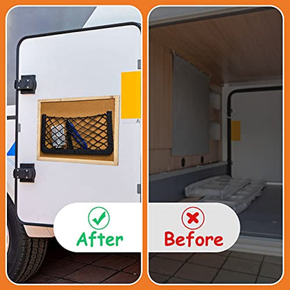 Frienda 4 Pcs Car Storage Net Bag, ABS Plastic Framed Mesh Net Holder, Phone & Cargo Organizer with Screws for Auto, Rv, Boat, Truck Pocket Storage (14 x 7.3 Inch) - size: 14 x 7.3 Inch
