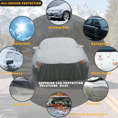 6 Layers Car Cover Waterproof All Weather for Automobiles Outdoor Full Cover Rain Sun UV Protection with Zipper Cotton Size A1 (178" to 185") Universal Fit for Sedan - size: A1 Fit Sedan-Length (178" To 185")