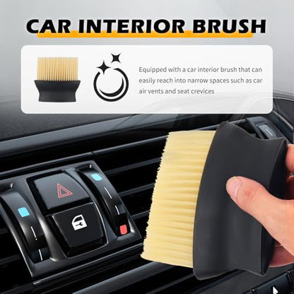2PCS Car Seat Gap Filler Organizer with Car Brush Interior,No Drop Cars Seat Gap Plug with Storage Slot for Phones,Universal Cars Seats Gaps Filler Strip for Most Vehicles