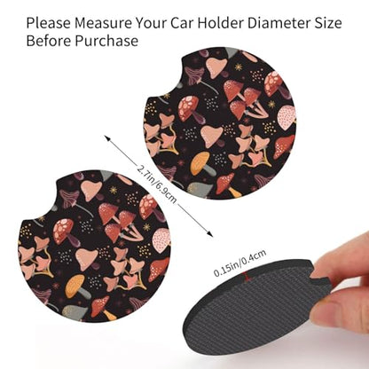 Mushroom Steering Wheel Cover Woodland Mushroom Fern Steering Wheel Cover Breathable Universal for 15 Inch Anti-Slip Car with 2 Pieces Car Coasters Suitable for Men Women Mushrooms - color: Mushroom