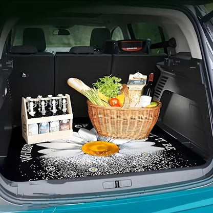 Universal Car Trunk Mat 29" x 39", A Large Daisy All Weather Trunk Protection Cargo Liner, Durable Cargo Mat Rear Trunk Liner, Stylish Vehicle Interior Accessories Suitable for Most Car Models - color: A Large Daisy