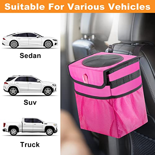 Car Trash Can Foldable Garbage Bin Leakproof 2.3 Gallons Car Trash Bag Pink - color: Pink, size: M-1PCS