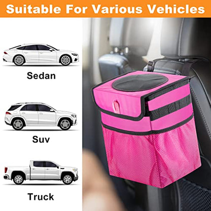 Car Trash Can Foldable Garbage Bin Leakproof 2.3 Gallons Car Trash Bag Pink - color: Pink, size: M-1PCS