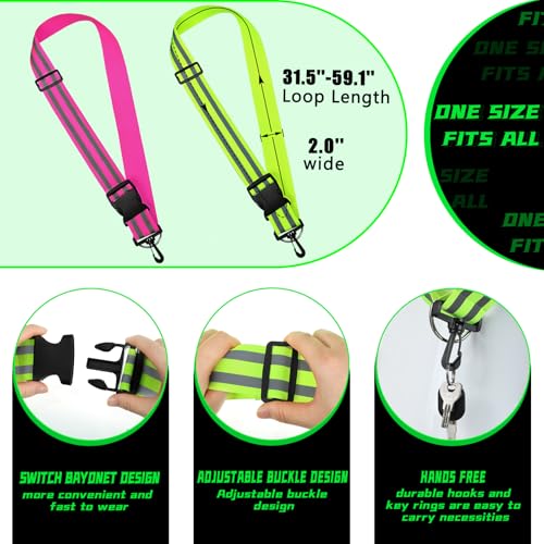 Saintrygo Reflective Sash for Walking at Night Running Gear Safety Reflective High Visibility Jacket Adjustable Sash for Walking Cycling at Night - color: Fluorescent Green, Rose Red
