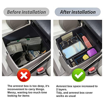 SKTU for 2022-2024 2025 2026 Kia Carnival Center Console Organizer 2022-2024 2025 2026 Carnival Accessories Insert ABS Materials Tray 2024 2025 2026 Carnival Console Tray with Coin and USB Hole (Blue) - color: Blue