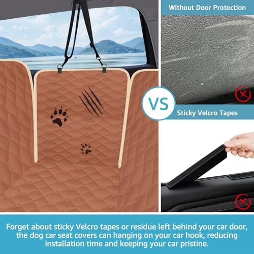 Lassie XL Truck Dog Seat Cover Back Seat with 2 Seat Belts, Dog Car Hammock for Large SUV and Trucks Compatible with F150 F250/Chevrolet Silverado/Ram Pickup/GMC Sierra/Toyota Tundra and Crew Cab - color: Brown, size: Truck