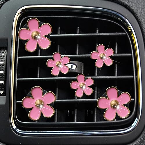 6pcs Colorful Daisy Flower Auto Air Vent Clips, Car Air Outlet Freshener Clip for Car Interior Decoration Accessories (Pink) - color: Pink