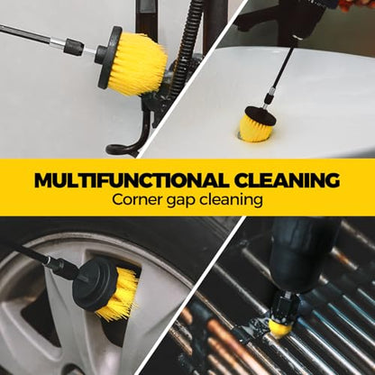 Holikme 6Pack Drill Brush Power Scrubber Cleaning Brush Extended Long Attachment Set All Purpose Drill Scrub Brushes Kit for Grout, Floor, Tub, Shower, Tile, Bathroom Black - color: Black