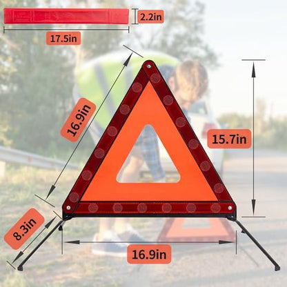 AYKRM 3PACK Car Warning Triangle Heavy Reflective Warning Road Safety Triangle Kit Suitable for car Breakdown and Temporary Parking on the Road. - color: Red-S-3