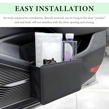 Car Trash Can, Foldable Leather Automotive Garbage Bin Organizer Holder with One Roll Trash Bag, Multi-Function Mini Hanging Dustbin Storage Bag Container for SUV Truck RV (Beige) - color: Beige
