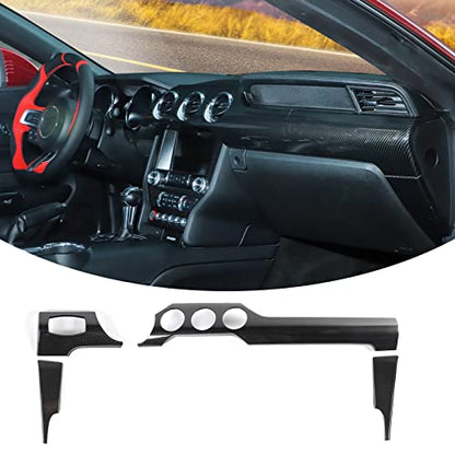 RT-TCZ Carbon Fiber Center Console Dashboard Panel Trim Cover Kit Meter Frame Interior Decoration Accessories for Ford Mustang 2015-2023