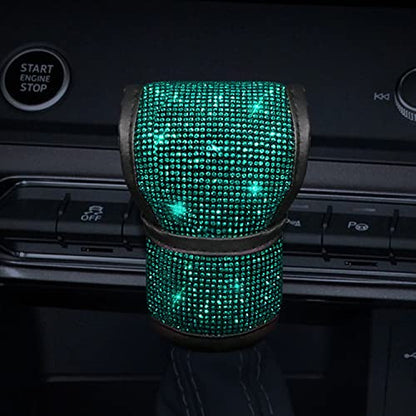 Plush Auto Gear Shift Knob Cover with Crystal Glitter Bling Rhinestones for Girls,Lady Universal Fit (Bling) (Green) - color: Green