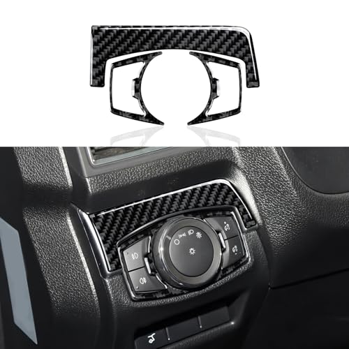 Car Sticker Carbon Fiber Decal Interior Trim Cover for Ford Explorer Sport 2010-2019 Accessories （Headlight Switch ） - color: Headlight Switch