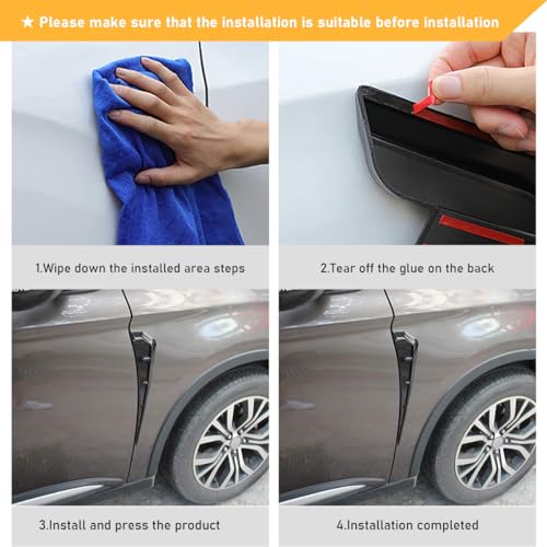 povtii 2PCS Car Fender Side Vents, Carbon Fiber Spoiler Body Decoration Cover, Auto Exterior Accessories Air Inlet Grille Spoiler Trim Cover, Car Accessories Spoiler Trim Cover (Black) - size: Black