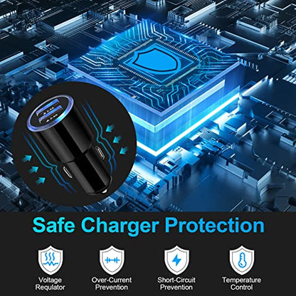 Car Charger, 3Pack 4.8A Rapid Car Phone Charger - USB Cigarette Lighter for iPhone 15 14 13 12 11 Pro Max SE XR XS X 8 7 6, Samsung Galaxy S23 S22 S21 S20 A13 A32 S10 S9 S8 S7, Android