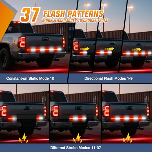 Nilight 60 Inch Emergency Strobe Light Strips with Controller, 384LED Flashing Warning Hazard Safety Rear Window Tailgate Lights for Truck Trailer Construction Plow Pickup Tow SUV Vehicles, Red White - color: 60" Tailgte Strobe w/ Controller Red White