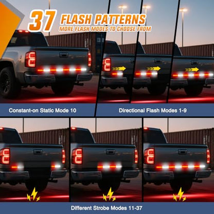 Nilight 60 Inch Emergency Strobe Light Strips with Controller, 384LED Flashing Warning Hazard Safety Rear Window Tailgate Lights for Truck Trailer Construction Plow Pickup Tow SUV Vehicles, Red White - color: 60" Tailgte Strobe w/ Controller Red White