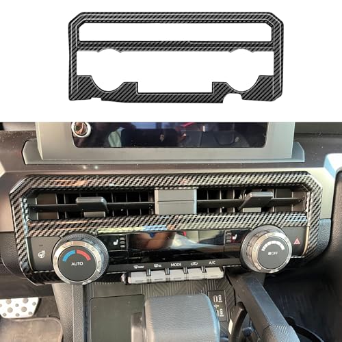 Central AC Panel Cover for Toyota Tacoma 2024 2025 2026 (Not for 7Buttons) Interior Accessories for 4Runner 2025 2026 Center Console Decor Trim ABS Frame Carbon Fiber - color: Carbon Fiber Grain, size: 5 Buttons AC Panel Cover