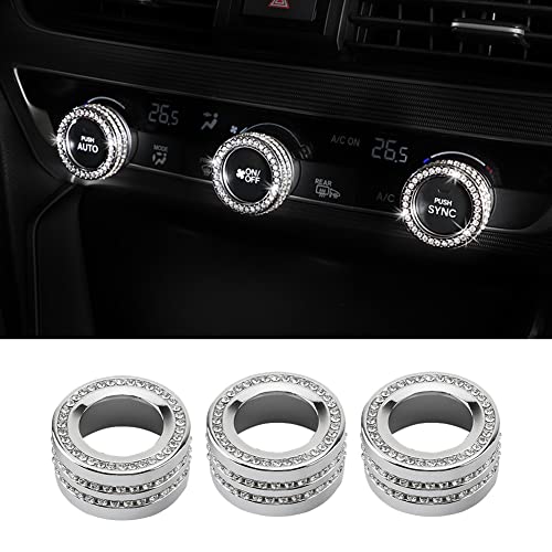 3 Pcs Bling AC Air Conditioner Switch Knob Cover Crystal Rhinestones A/C Trim Cover Compatible with Honda Accessories 10th Honda Accord EX EX-L LX 2022 2021 2020 2019 2018 - color: Ac Conditioner Switch Knob Cover