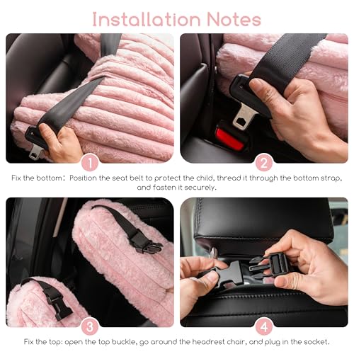 HIGOGOGO Washable Travel Pillow, Car Pillow for Kids & Adults, Upgraded Travel Pillows with Removable Soft Cover and High-Support Foam, Fix Neck and Body Sitting/Sleeping on The Trip, Pink - color: A-pink