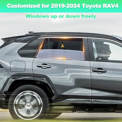 Car Window Shades for 2019-2024 RAV4 Accessories - Rear Side Window Shade for Baby, Breathable Mesh Car Privacy Window Covers, UV Protection and Heat Insulation for Road Trips, Napping, Camping - size: Rav4(2019-2024)r-2pcs
