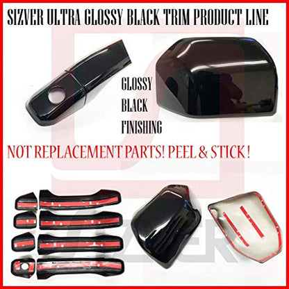 Ultra Finish Glossy-Black Series 8pcs Door Handle Covers Compatible with Chrysler+Dodge+Jeep Sedans SUVS 4DR