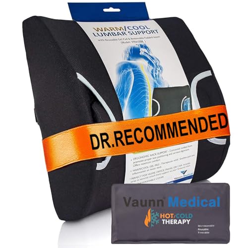 Vaunn Medical Seat Cushion, Lumbar Back Support Pillow for Office Chair with Removable Firm Insert - size: with Gel Pad