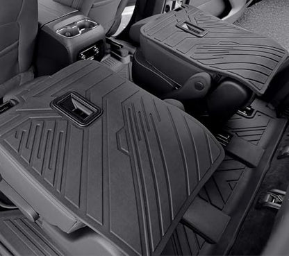Floor Mats Set for 2024 2025 2026 Chevy Traverse & 2025 2026 Buick Enclave 7 Seats Captain Chairs, TPE All Weather Cargo Liner Trunk Mat Door Sill Guards Car Accessories - style: 24-26 7 Seats-Full Mats Set