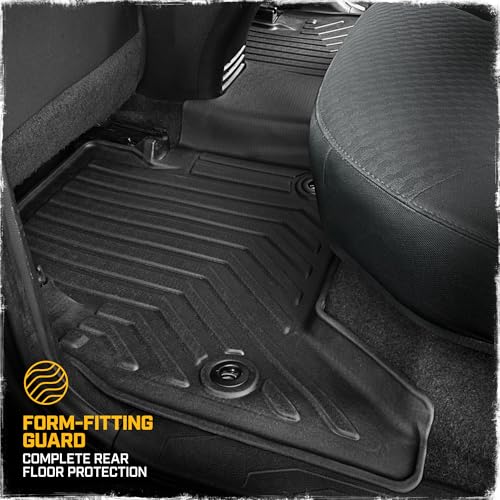 CAT® JustFit™ 3D All Weather Floor Mats for Toyota Tacoma 2016-2023, Custom Fit Heavy Duty Rubber Car Mats Full Set for Double Cab and Automatic Only, Tacoma SR/SR5/TRD/Limited/Trail Accessories - style: Toyota Tacoma (2016-2023)
