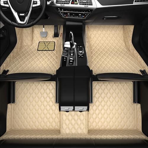 All-Weather car Floor MATS-Suitable for 99% of car Models,Leather car mat, offering Personalized Embroidery and Multiple Color Options,Provide Protection for car Rug (Beige) - color: Beige