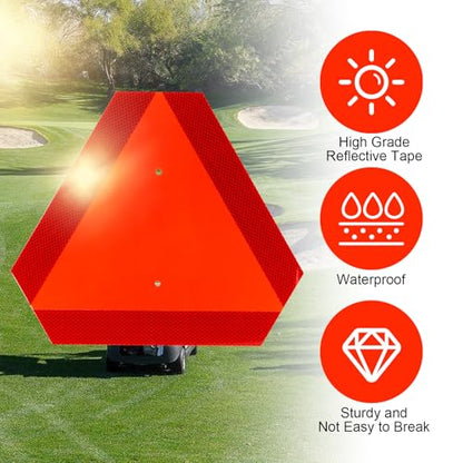 Slow Moving Vehicle Sign with Mounting Bracket Kit, Aluminum Slow Moving Vehicle Triangle Sign for Golf Vehicles Cart Farm Tractor Outdoor Accessories