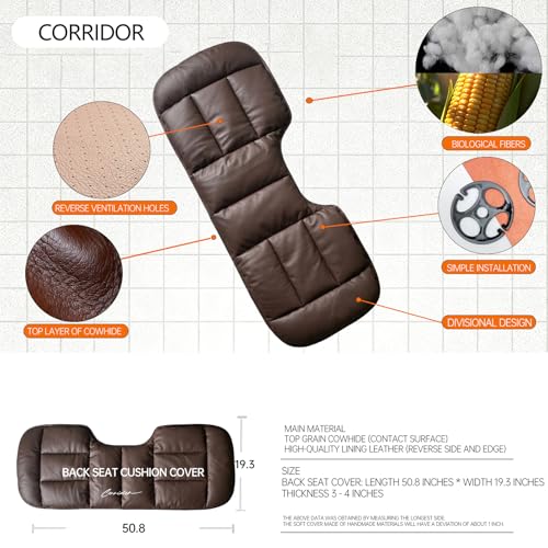 A leather rear seat cushion specially designed for cars - made by hand - can relieve pain in the buttocks, pressure points, and sciatic nerve. | Rear seat cover (Coffee Brown, Rear Seat Cushion) - color: Coffee Brown, size: Rear Seat Cushion