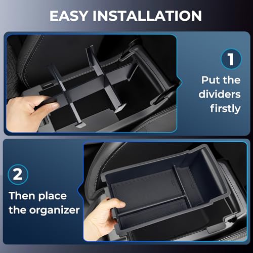 2PCS Center Console Organizer & Armrest Divider Set for Subaru Crosstrek/Impreza 2026 2025 2024, Custom Fit Dual-Layer Durable ABS Plastic Storage Box Insert Tray Interior Accessories, Black - style: 4) Fit for 2024-2026 Crosstrek/Impreza,A
