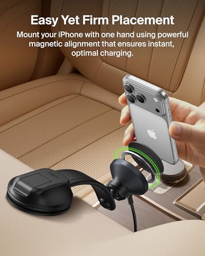 Belkin Wireless Car Charger, MagSafe Phone Holder & Car Dash Mount w/ 1M USB C Cable, Qi2 MagSafe Compatible Fast Charging iPhone Charger for iPhone 17, Galaxy S26, Pixel 10, Road Travelers, Black - style: Dash Mount