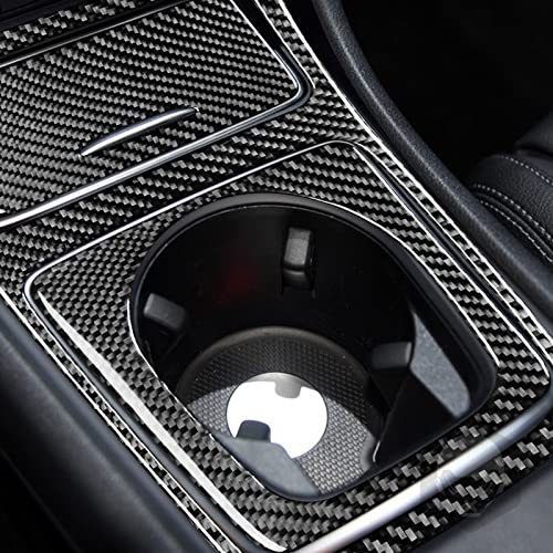 Real Carbon Fiber Center Control Storage Box Frame Cigarette Lighter Cover Water Cup Holder Frame Sticker Cover Accessories Compatible with Benz CLA C117 2014-2018 GLA X156 2015-2019 Black - Kit - color: Center Storage Cigarette Lighter Cup Holder - Kit