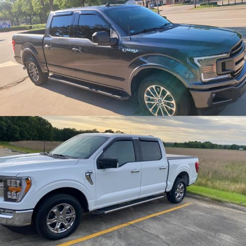 Original 4pcs Window Shade, Outside Mount Tape-On Rain Guards Set, Side Window Visors Compatible with Ford F-150 2015-2024 Crew cab 2017-2024 F250/F350 Super Duty Crew cab 94975 - size: For F-150/F250/F350 Crew cab