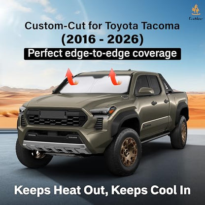 EcoNour Windshield Sunshade Compatible for Toyota Tacoma 2016-2024 2025 2026, SR, SR5, TRD Sport, TRD Off-Road, Limited, TRD Pro Sun Visor for Front Window Sun Shade Cover, UV Blocker, Car Accessories - size: For Toyota Tacoma (2016-2026)