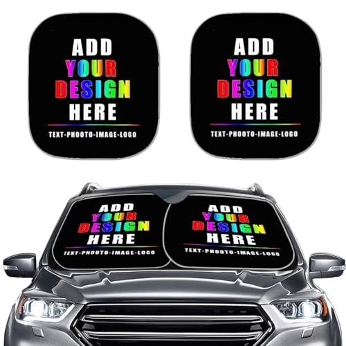 Customized Car Front Windshield Sun Shade 2 PCS Windshield Cover Foldable Automotive Interior Accessories for Sun Protection Heat Reflector Keep Your Vehicle Cool - color: 1-Customized