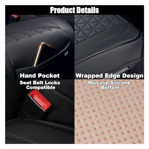 GLSOWEE Leather Car Seat Cover, Auto Front Bottom Seat Cover Luxury Car Seat Protector Anti-Slip Waterproof Cushion Cover with Storage Pocket, for Most Cars, Trucks, SUVs (Black) - color: Black