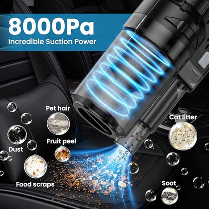 Car Cleaning Kit, Car Detailing Kit with Car Vacuum 8000PA High Suction, Car Interior Cleaning Supplies with Detailing Brushes, Windshield Cleaner Tool, Car Accessories for Men & Women