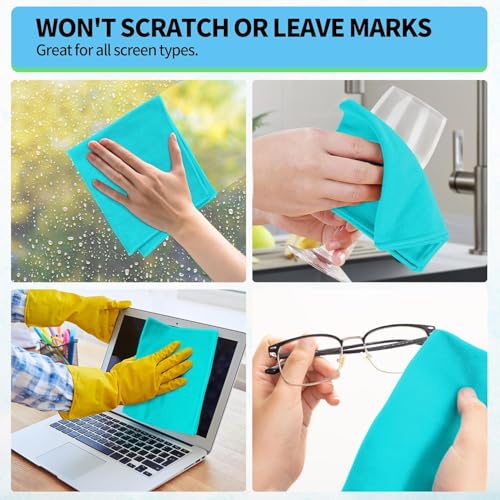 Microfiber Cleaning Cloth - 6 Pack Glasses Cleaning Cloth, 16" x 14" Window Cleaning Rags, Streak Free Lint Free Polishing Cloths Wipes for Eye Glass, Stainless Steel, Windshield, Turquoise - color: Turquoise, size: 6 Pk-16" X 14"