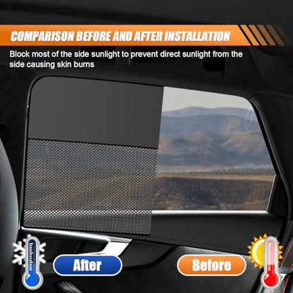 Car Front & Rear Side Window Sunshade, Magnetic Automotive Windshield Privacy Curtain with Half Shade, Mesh Sun Protection Cover Blocks Heat, Glare, UV Rays for Driver Passenger (4PCS) - size: Front & Rear (4PCS)