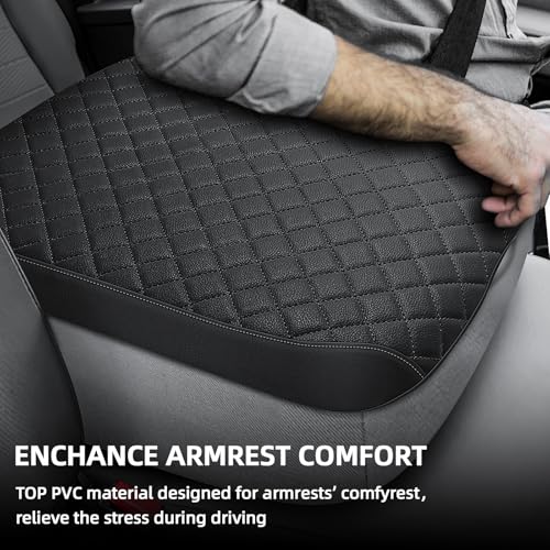 Center Console Cover Fit for 2002-2012 Ram 1500 2500 3500 Jump Seat Console, Comfortable Armrest Cover Protector Customized Car Accessories, Middle Console Cover - style: B: Jump Seat Console 2002-2012 Ram Black Leather